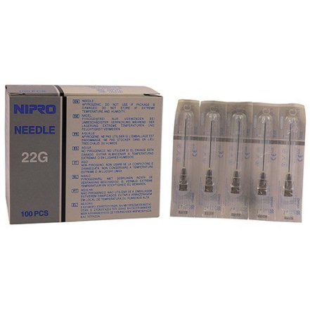 Needle Hypodermic 22g x 38mm (100) (Nipro)