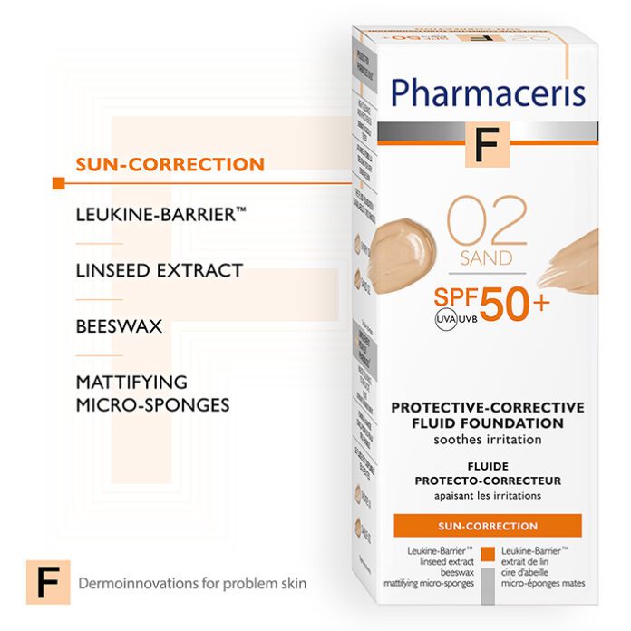 Pharmaceris F-Protective Foundation SPF 50+ 02 Sand (30ml) – product image 3