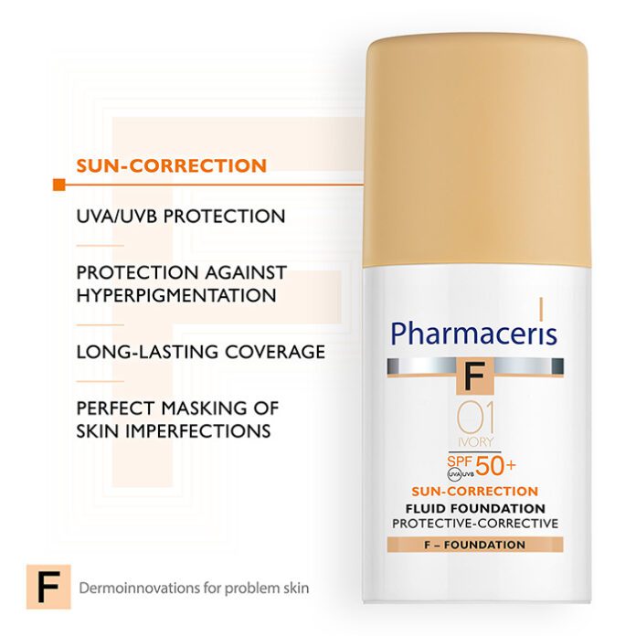 Pharmaceris F-Protective Foundation SPF 50+ 01 Ivory (30ml) – product image 4