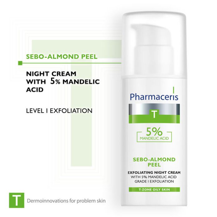 Pharmaceris T-Sebo-Almond Peel 5% Exfoliating Night Cream (50ml) – product image 2