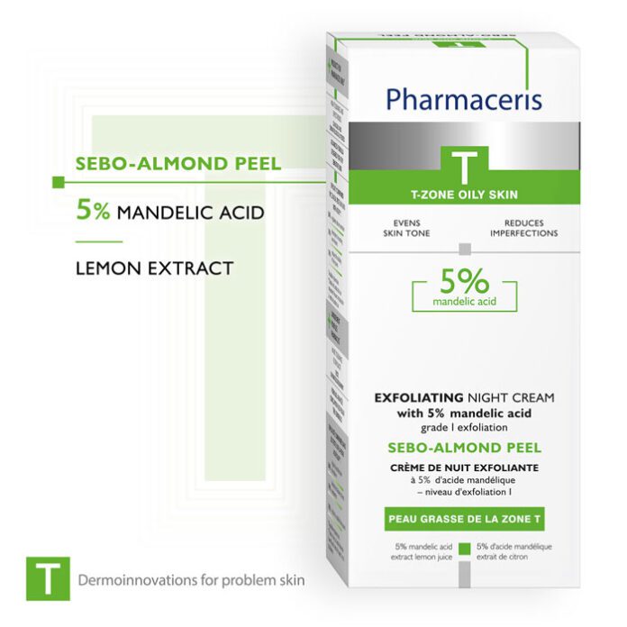 Pharmaceris T-Sebo-Almond Peel 5% Exfoliating Night Cream (50ml) – product image 3
