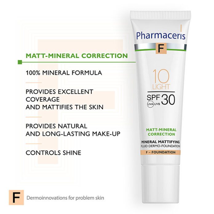Pharmaceris F-Mat Fluid Foundation SPF 30 10 Light (30ml) – product image 4