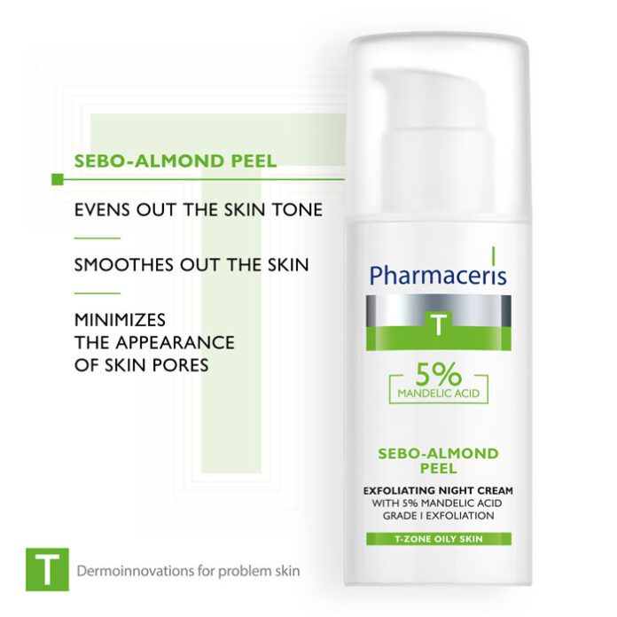 Pharmaceris T-Sebo-Almond Peel 5% Exfoliating Night Cream (50ml) – product image 4
